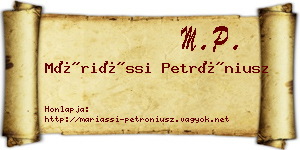 Máriássi Petróniusz névjegykártya